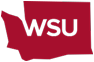 Letters spelling WSU inside an outline of the state of Washington.